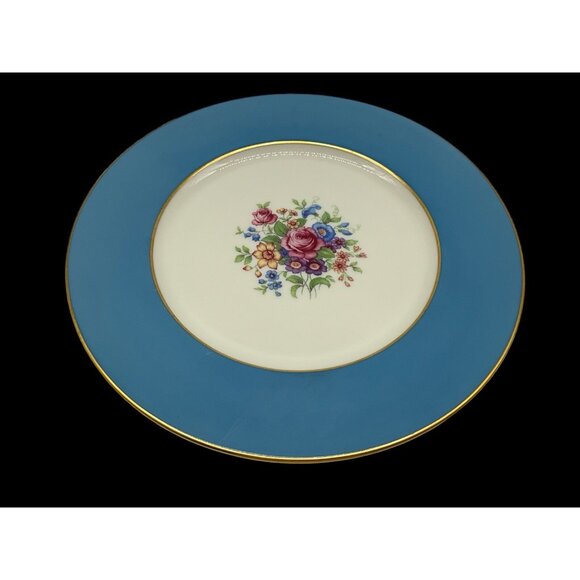 LENOX Stradivarius Turquoise Blue Smooth Edge Dinner Plate Vintage USA Collectib - Picture 4 of 16
